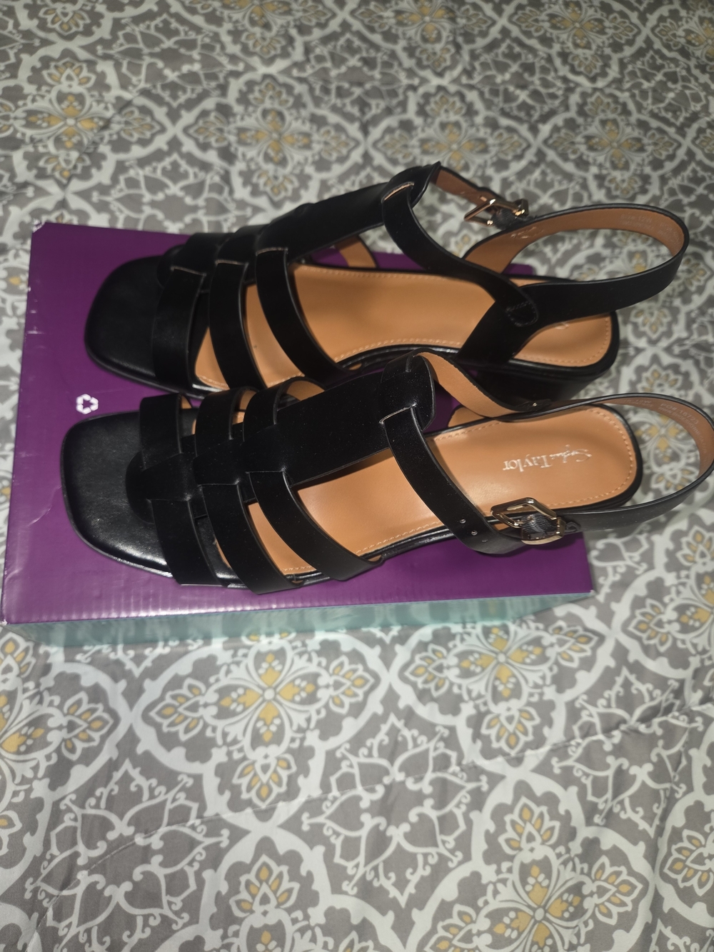 Black Strappy Slingback Sandals with Buckle